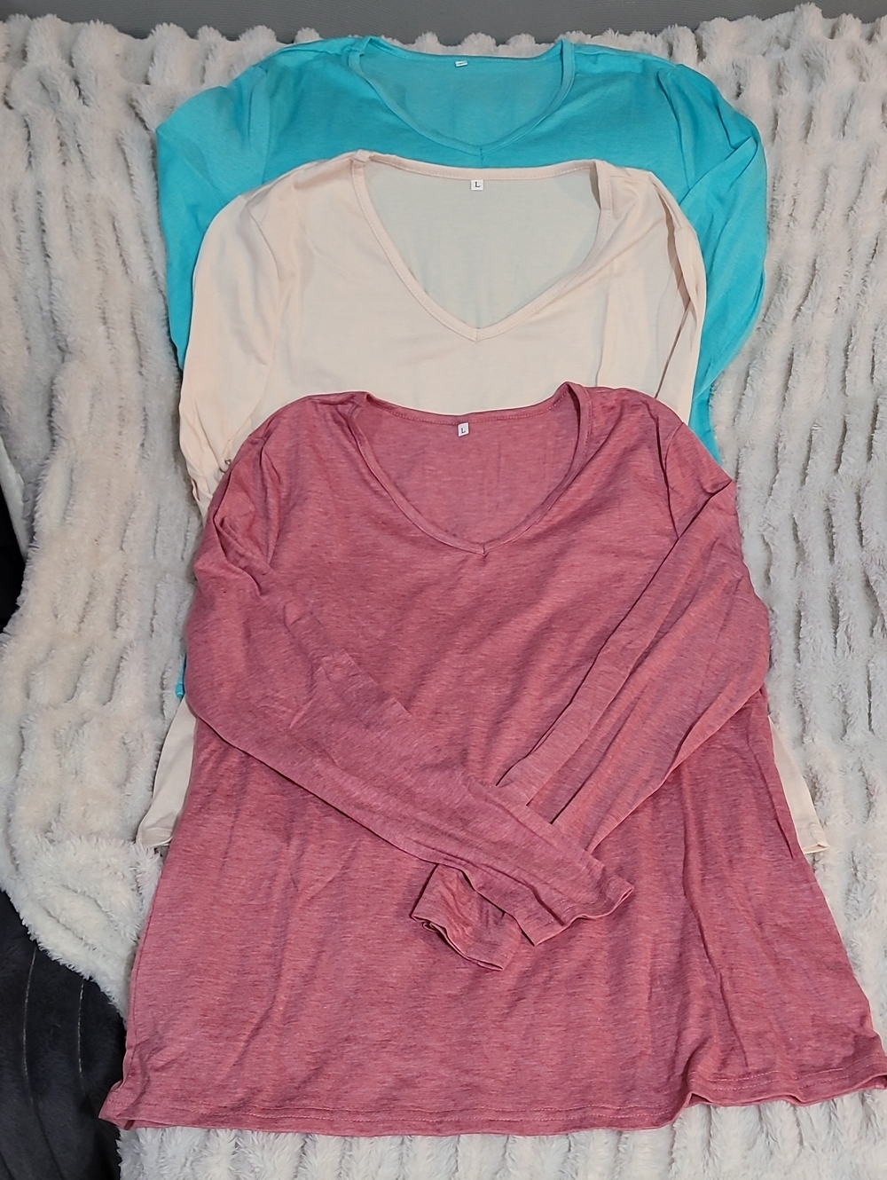 NEW Women’s Long Sleeve Tees - Cream, Teal & Mauve VERY SOFT